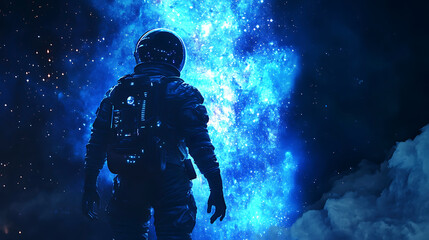 Galactic Astronaut Exploring the Nebula Clouds