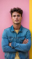 Fototapeta premium Young gay man confidently embracing his identity, Generative AI