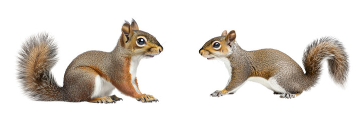 Obraz premium Set of a squirrel, isolated on a transparent background.