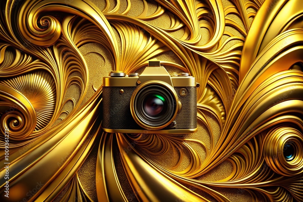 Poster luxurious gold graphic design with abstract shapes and patterns for elegant backgrounds and art