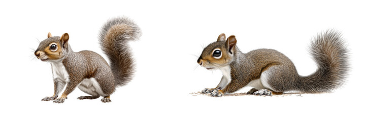 Obraz premium Set of a squirrel, isolated on a transparent background.