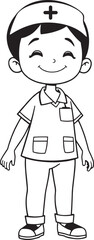 Nurse Silhouette thin line a cute boy.eps