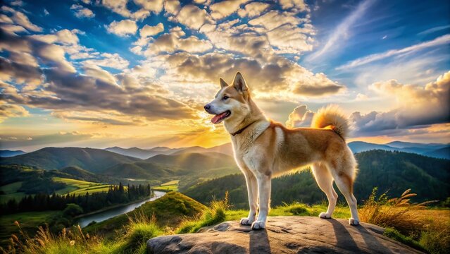 Majestic Alabay Dog Standing Proudly in a Beautiful Natural Landscape on a Sunny Day