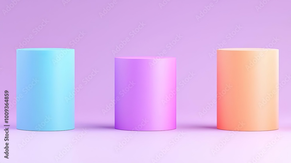 Poster minimalist 3d floating cylinders with soft shadows for clean design aesthetic