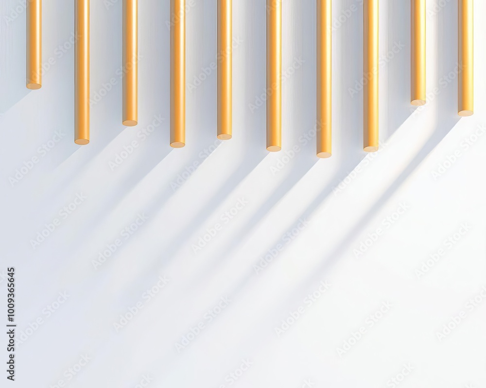 Poster minimalist floating rods with long shadows in a clean geometric 3d abstract background