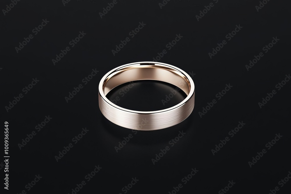 Poster minimalist metallic ring floating in space with subtle reflections and shadows