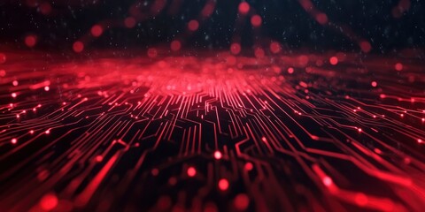 Red data stream, background with a cyberpunk feel, black and red hues.