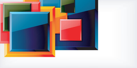 Fototapeta premium Colorful squares with reflections abstract background design. Vector Illustration For Wallpaper, Banner, Background, Card, Book Illustration, landing page