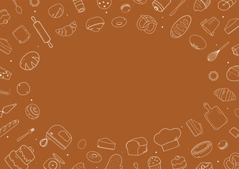 Bakery and ingredient outline icons background