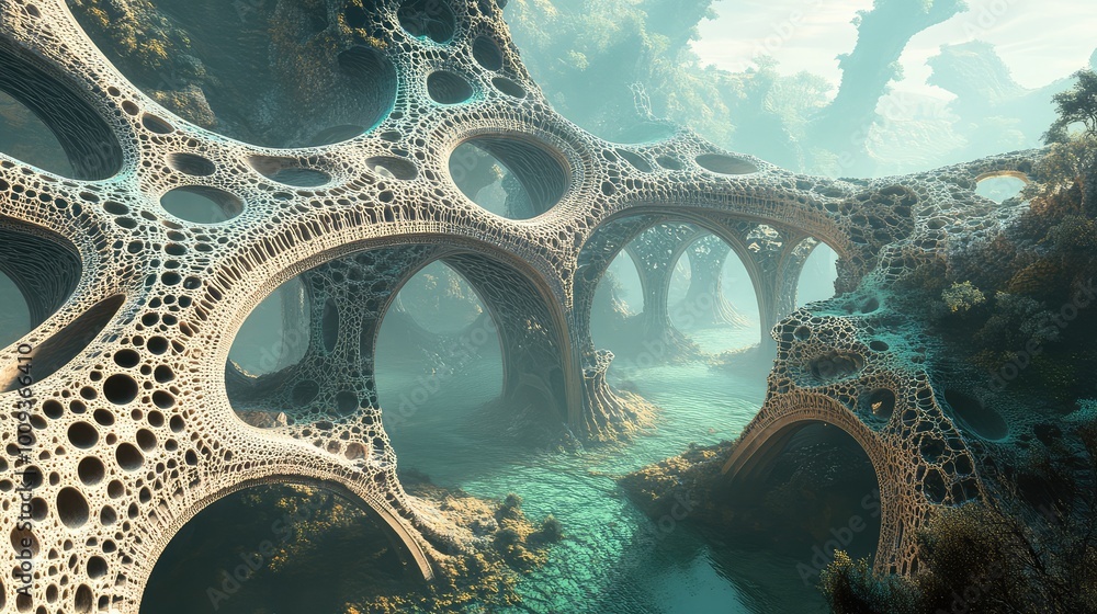 Poster fractal bridges, with infinite complexity, stretch over a bottomless abyss, their mathematical desig