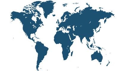 Obraz premium World map. Blue modern vector map. Silhouette map.