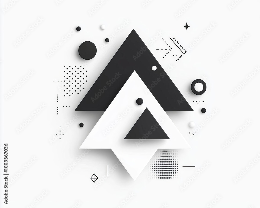 Poster modern abstract 3d shapes assembling into a logo with geometric motion design and transitions