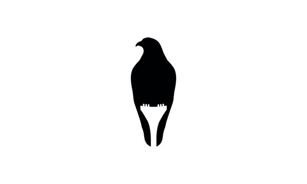 a graphic image of an eagle perched on a golf tee, on a white background. vector graphic base.