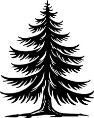 Cedar Tree Outline Vector Icon in Black for Modern Nature and Organic Design Projects, Svg, Png, Transparent background 