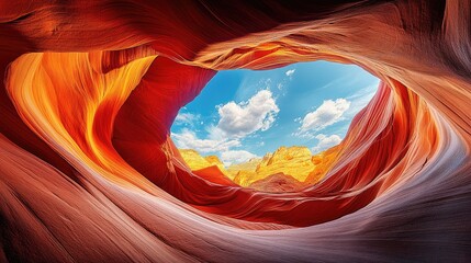 Obraz premium Captivating view of Antelope Canyonas flowing shapes and vibrant colors, showcasing the beauty of Arizonaa natural landscape, no people.
