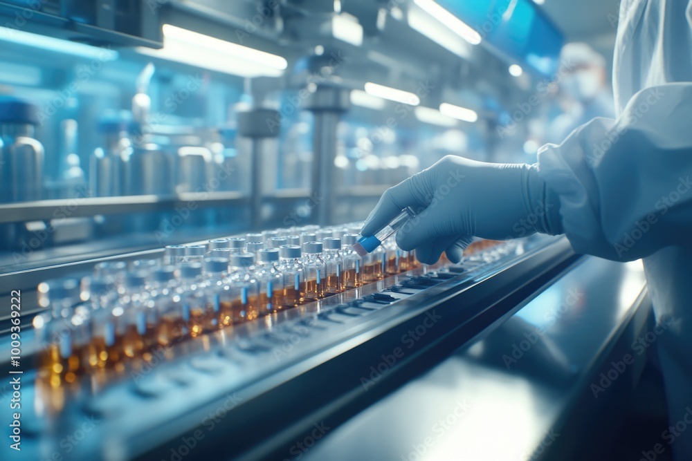 Aufkleber A scientist in a lab coat works on a machine, likely conducting experiments or testing equipment