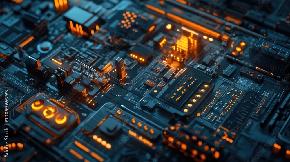 Leinwandbilder a detailed view of a computer's motherboard, useful for it and technology-related projects