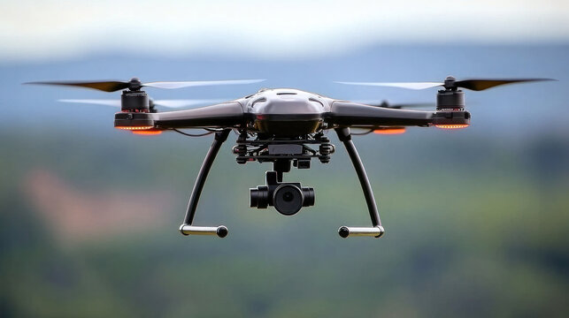 Advanced drone against a smooth blurred background