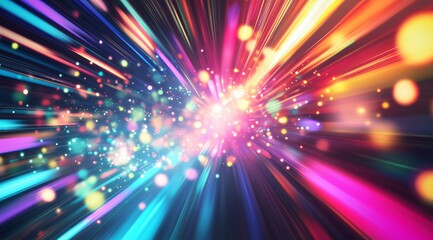 Obraz premium Explosive Burst of Colorful Light and Energy in Abstract Digital Art Background