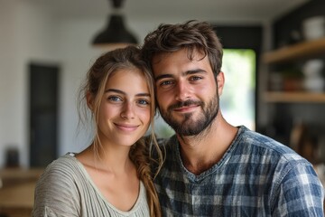 Obraz premium Young couple renting a new house, Generative AI