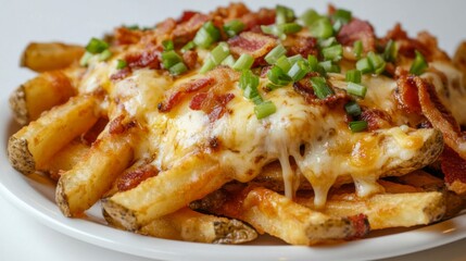 Cheesy Bacon Loaded Fries with Green Onions