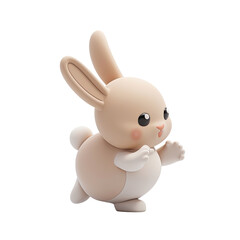 Obraz premium Cute cartoon bunny rabbit walking adorable fluffy animal character 3d render isolated on white background hare wild pet easter mascot design element funny hopping mammal furry wildlife nature zoo