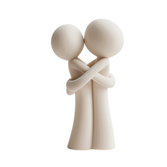 Two Faceless Minimalist Figures Hugging Love Friendship Care Togetherness Minimalism 3D Render Isolated On White Background PNG Image