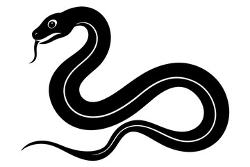 Snake Silhouette with Long Coiled Body and Smooth Undulating Shape