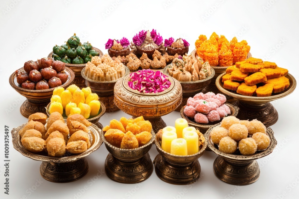 Aufkleber a selection of various dishes and snacks on a table, ideal for use in articles or social media posts