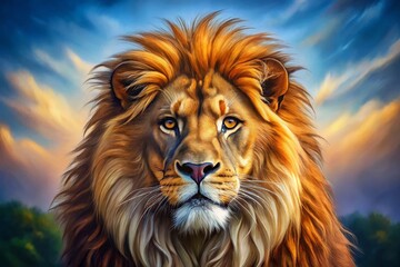 Naklejka premium Majestic Lion Drawing in Detailed Sketch Style, Perfect for Wildlife Art and Nature Illustrations