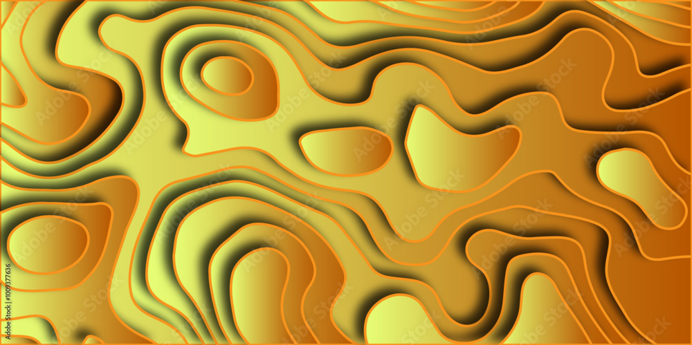 Poster abstract wavy line 3d paper cut background. topographic canyon geometric map relief texture with cur