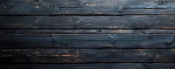 Obraz premium A close-up view of dark wooden planks with a rustic finish, perfect for backgrounds or texture in designs.