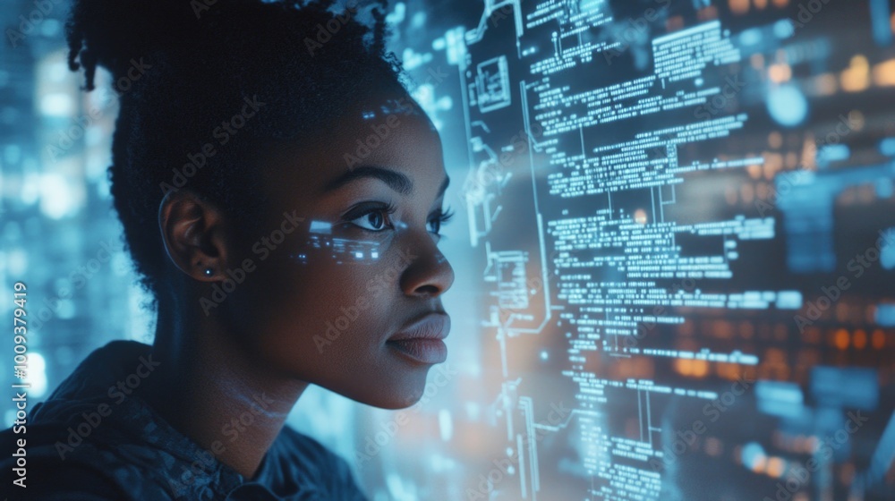 Leinwandbilder a person reviews numerical information on a computer display