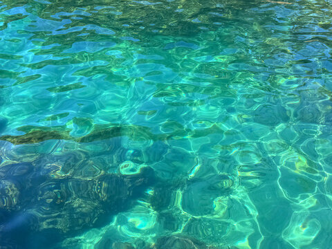 Blue emerald sea water clear surface.