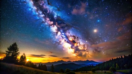 Fototapeta premium Majestic Night Sky Full of Stars Twinkling in the Darkness of the Universe Above the Earth