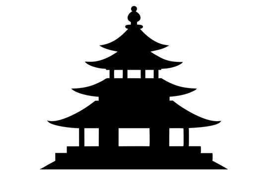 recommend clip art: Pagoda | vector silhouette illustration on white background