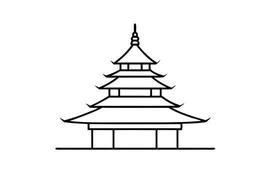 recommend clip art: Pagoda | vector silhouette illustration on white background