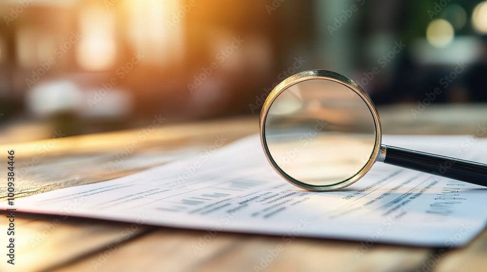 Poster analyzing data documents with magnifying glass