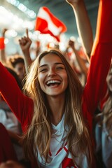Soccer team supporters cheering during a match, Generative AI