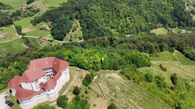 View from the above to the old castle Veliki Tabor