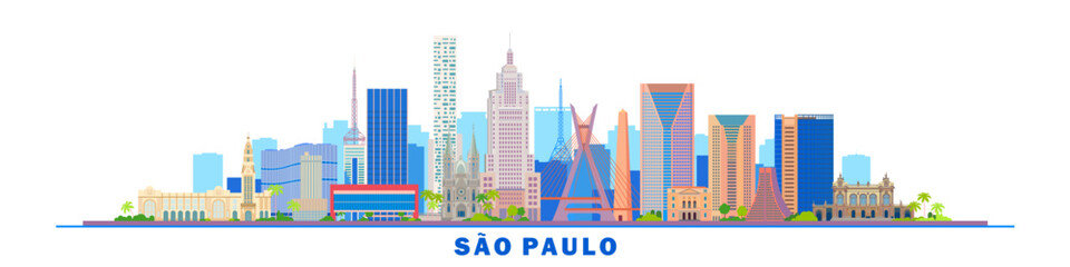 sao paulo city landmarks symbol buildings colorful vector illustration on a white background