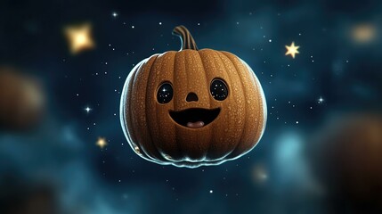 Fototapeta premium Cheerful Pumpkin in Space