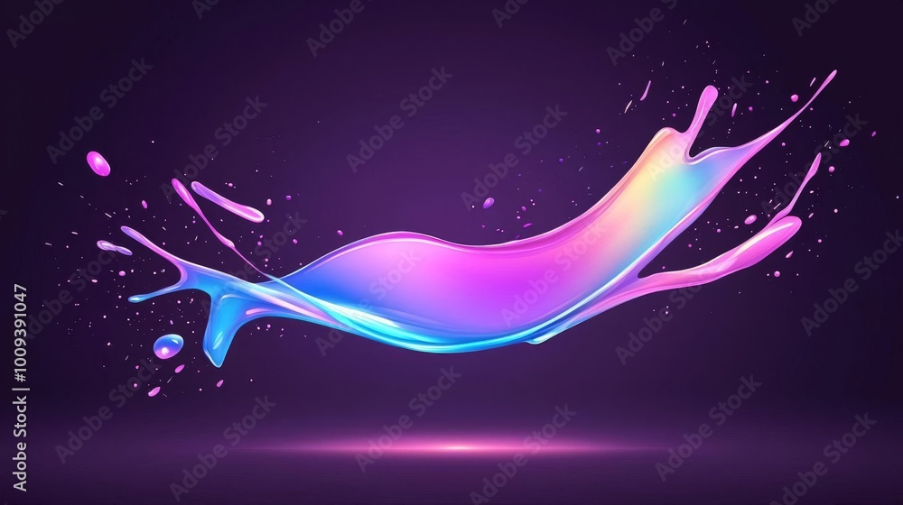 Aufkleber vibrant iridescent paint splashes in motion creating a dynamic 3d colorful background