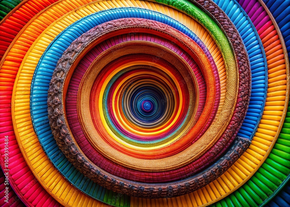 Poster mesmerizing hypnotic spiral pattern in vibrant colors creating a captivating visual experience