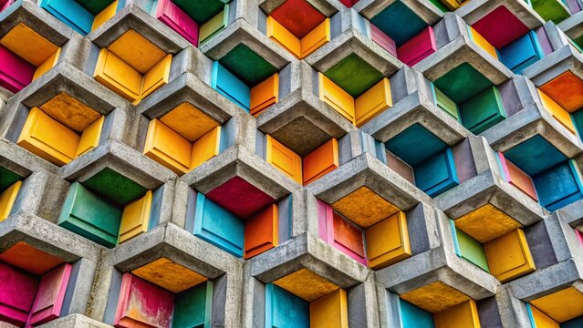 Mid Century Modern Concrete Blocks in Geometric Patterns for Architectural Design and Inspiration