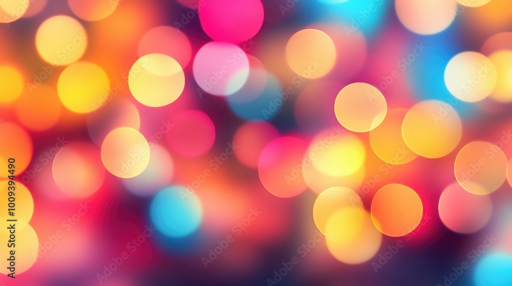 Poster colorful bokeh background with vibrant lights and soft focus.