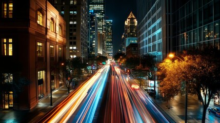 Obraz premium City Lights and Night Traffic in Urban Landscape