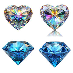 Fototapeta premium Shiny diamonds isolated on transparent background, perfect for jewelry or luxury designs