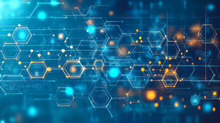 Abstract representation of digital data flow with illuminated circuits and binary code in a dark environment