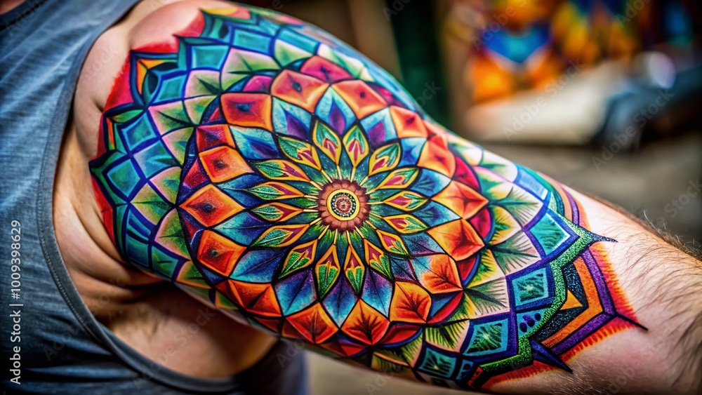 Aufkleber modern geometric background tattoo design with intricate patterns and bold lines for creative use